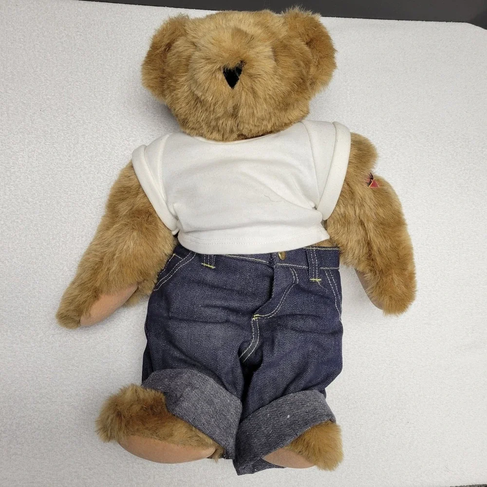 Authentic Handmade Vermont Teddy Bear w jeans T shirt & Heart tattoo